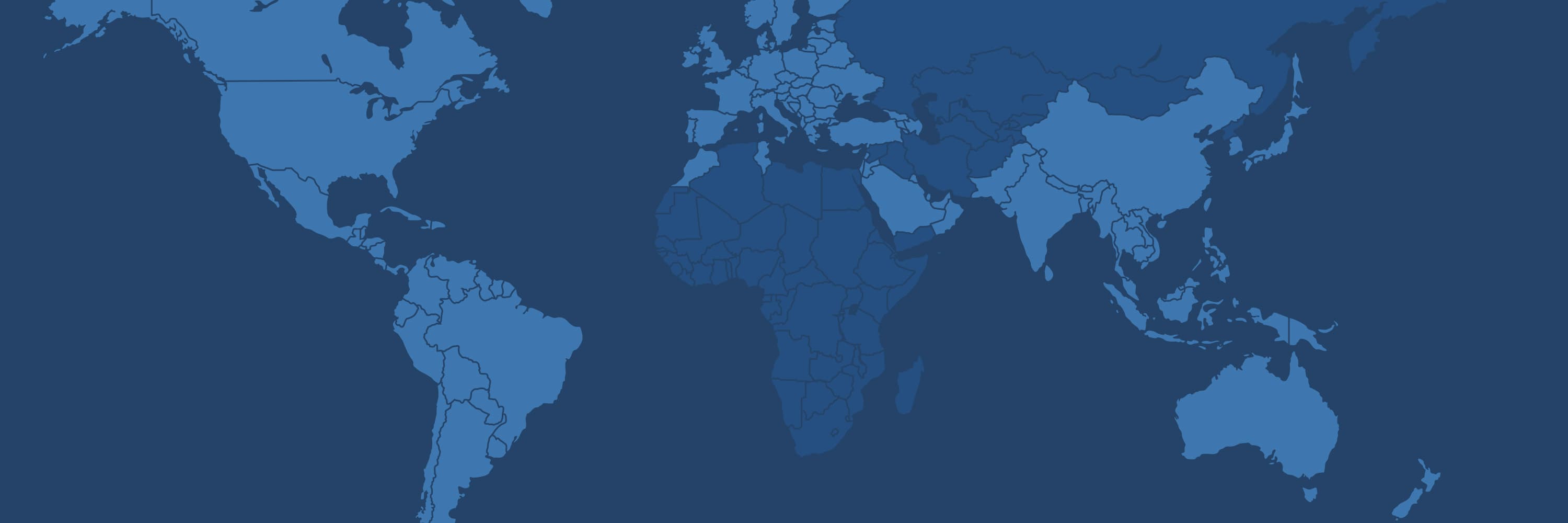 World map showing shipping coverage